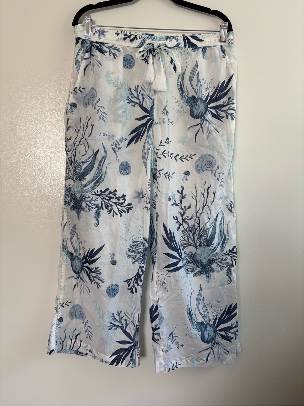 NWT Talbots Aqua Club Voile Wide Leg Swim Beach Pants Cover Up Seascape Medium